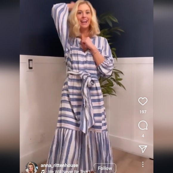 Anthropologie Dra Los Angeles AvaCotton  Stripe Ruffle Sleeve Tiered maxi  Dress - Picture 1 of 12